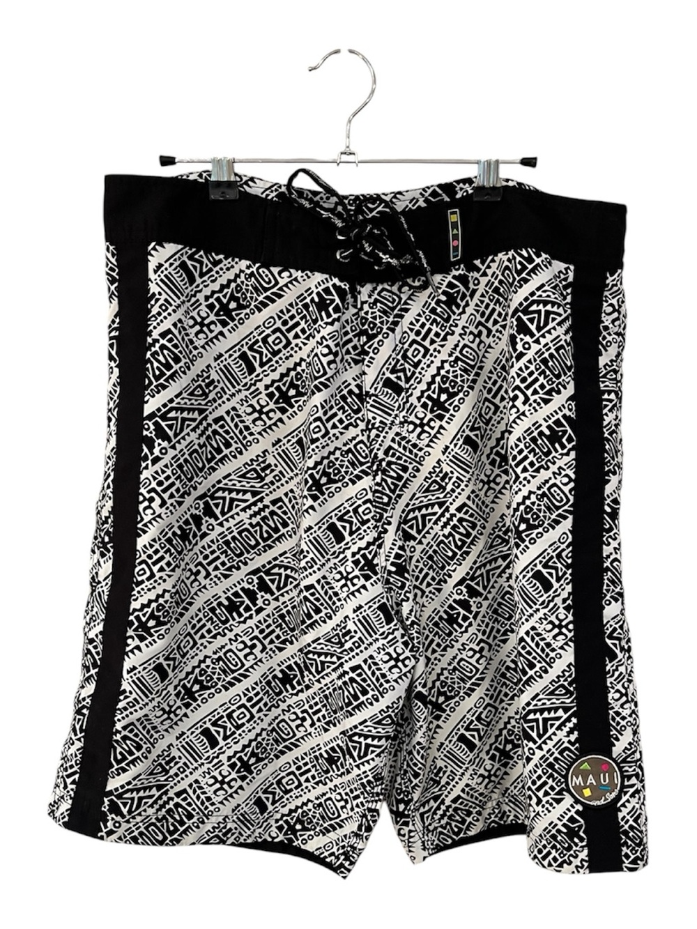Maui and Sons Black and White Tribal Swim Trunks